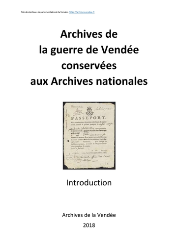 Archives de la guerre de Vendée conservées aux Archives nationales