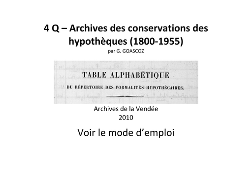 4 Q - Conservation des hypothèques de Fontenay-le-Comte (an IV-1956)